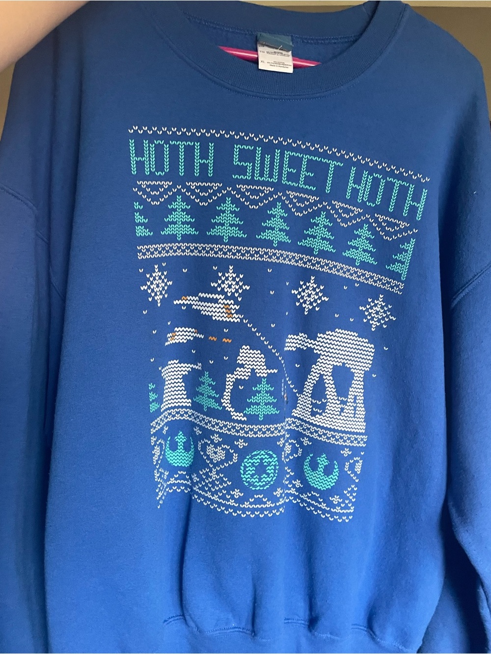 Star Wars Blue Crewneck Sweatshirt with Holiday Graphic